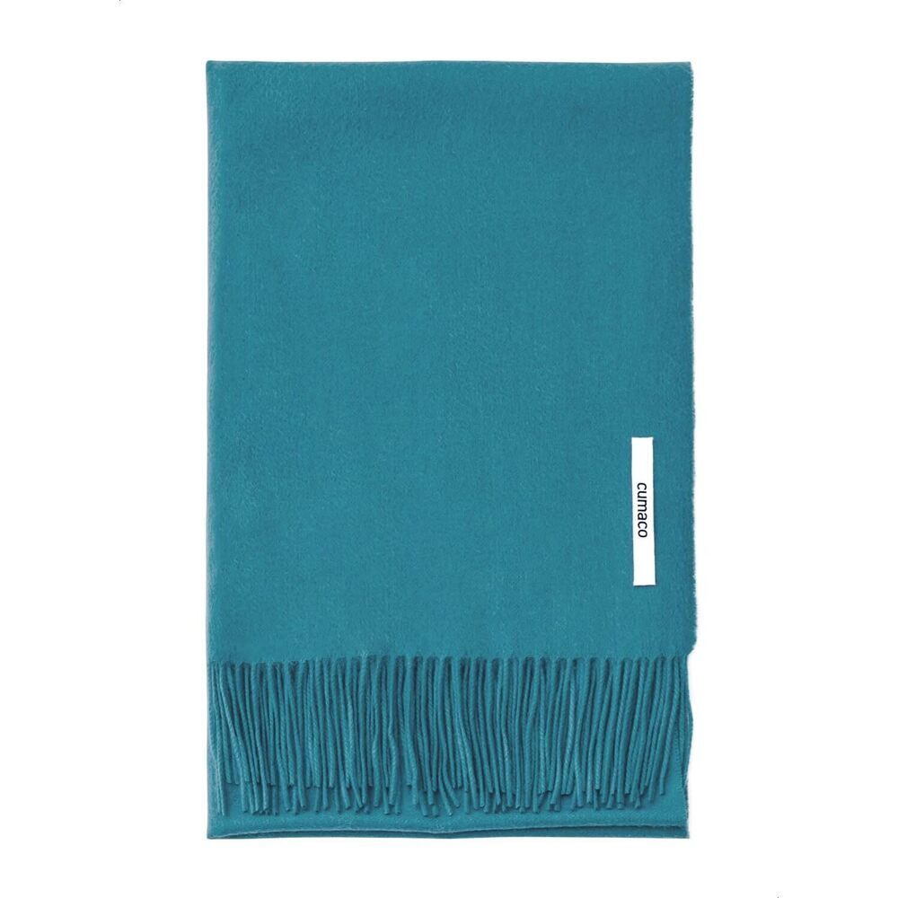 3285 08. Turquoise Cashmere Stole Large Thick Ladies Plain Stylish Fashionable